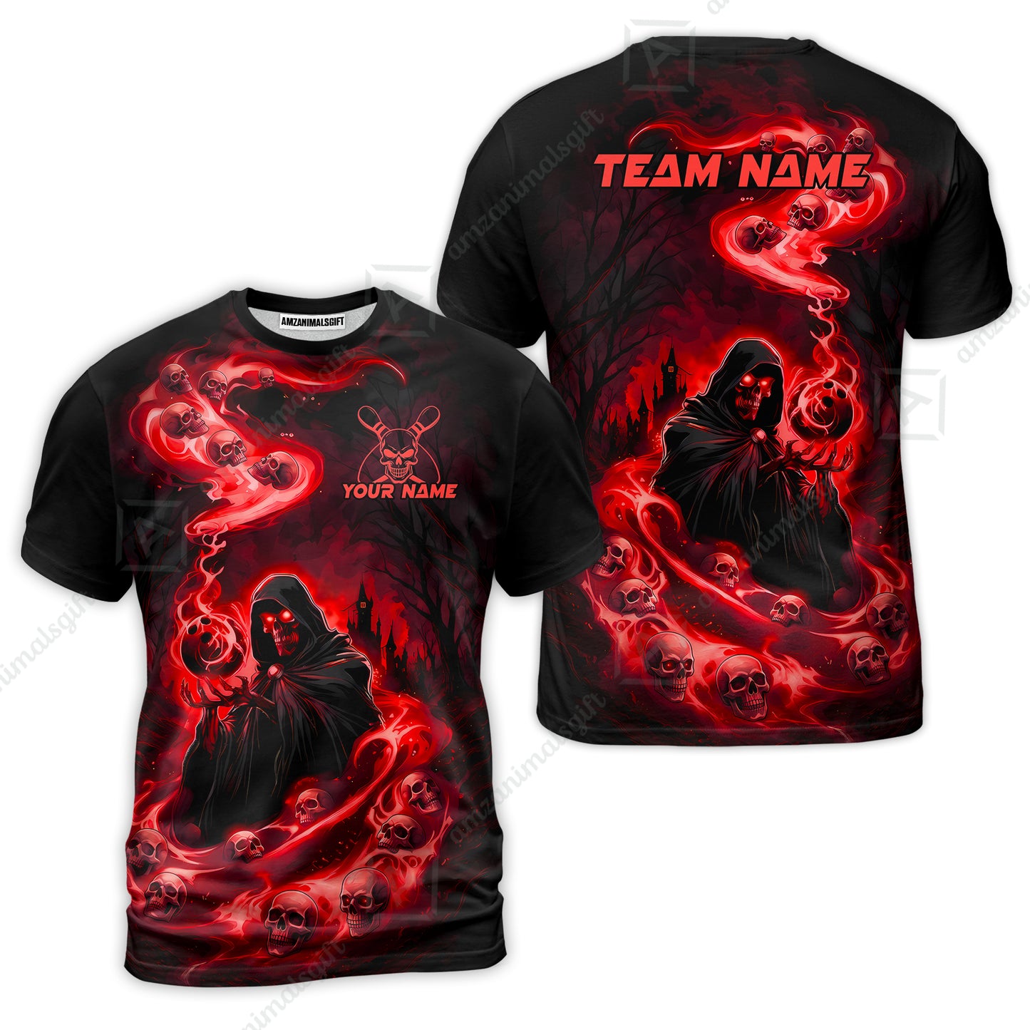 Custom Bowling Jersey Polo Shirt, Fiery Pool Shark, Custom Bowling Jersey Team Shirt For Players With Name & Team Name