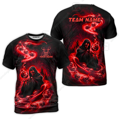 Custom Bowling Jersey Polo Shirt, Fiery Pool Shark, Custom Bowling Jersey Team Shirt For Players With Name & Team Name