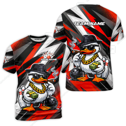 Custom Bowling Jersey Polo Shirt, Boss Hustle Duck Gangster Style, Custom Bowling Jersey Team Shirt For Players With Name and Team Name