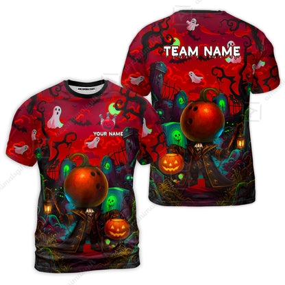 Custom Bowling Jersey Polo Shirt, Halloween Spooky Strike, Custom Bowling Jersey Team Shirt For Players With Name & Team Name