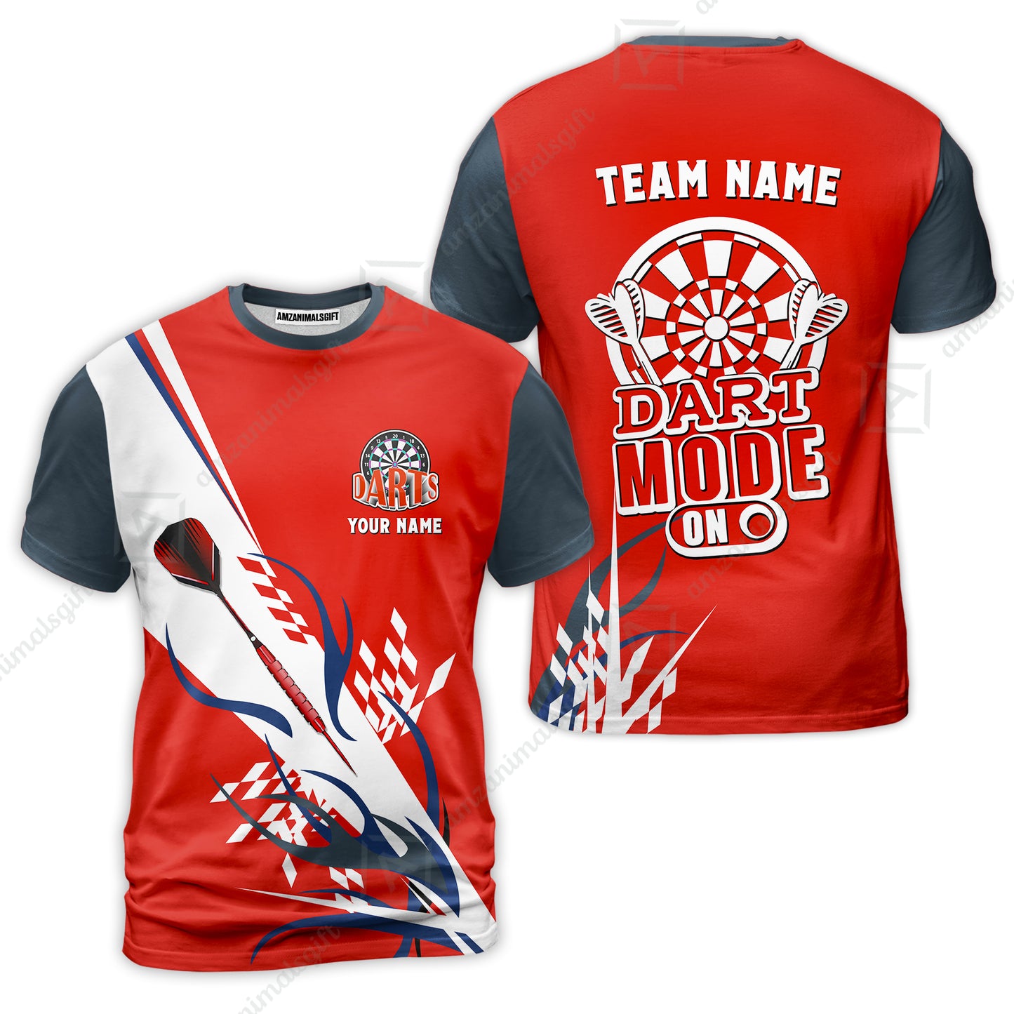 Custom Darts Mode On Multi-Color Team Jersey Polo Quarter-Zip Shirts, Customized Name Team Name Darts Team Jerseys Uniform