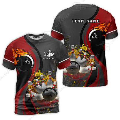 Customized Bowling Unisex Polo Shirt, Bowling And Pins Water Flow Multicolor Option Customized Name And Team Name For Bowling Team Polo Jerseys Shirts