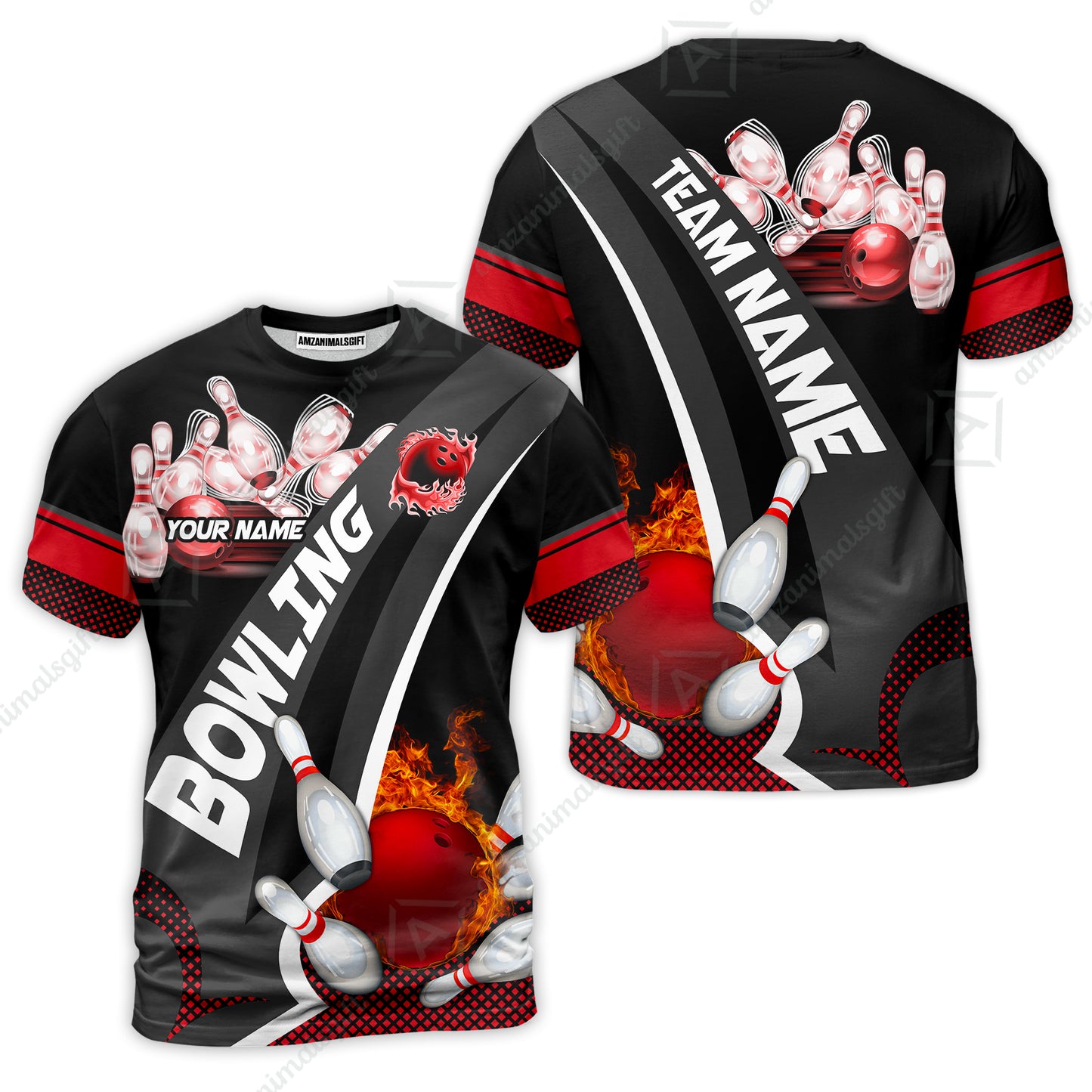 Customized Bowling Polo, Bowling And Pins Plame Premium Multicolor Option Personalized Name And Team Zipper Polo Jerseys Shirts