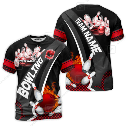 Customized Bowling Polo, Bowling And Pins Plame Premium Multicolor Option Personalized Name And Team Zipper Polo Jerseys Shirts