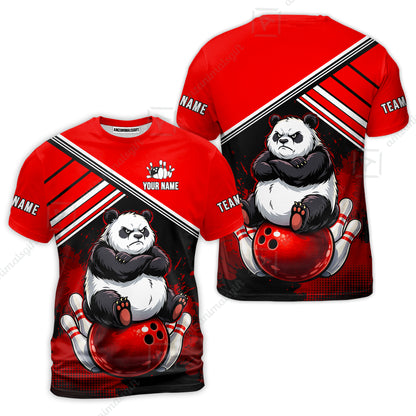 Custom Bowling Jersey Polo Shirt, Panda Mascot Bowling Custom Bowling Jersey Team Shirt For Players With Name & Team Name