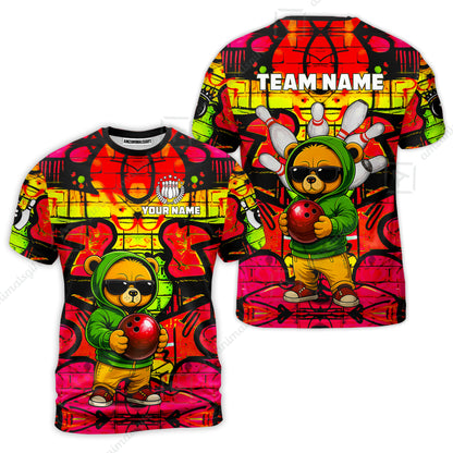 Custom Bowling Jersey Polo Shirt, Urban Street Art Bowling, Custom Bowling Jersey Team Shirt For Players With Name & Team Name