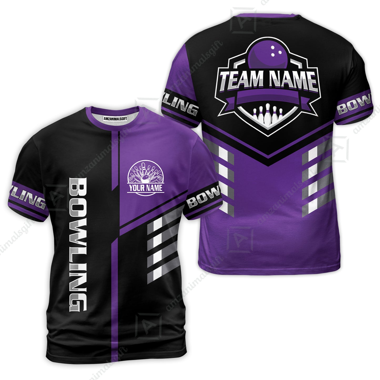 Custom Bowling Team Shirt – Modern Split Design Multicolor Option Personalized Jersey Bowling Uniform For League Players