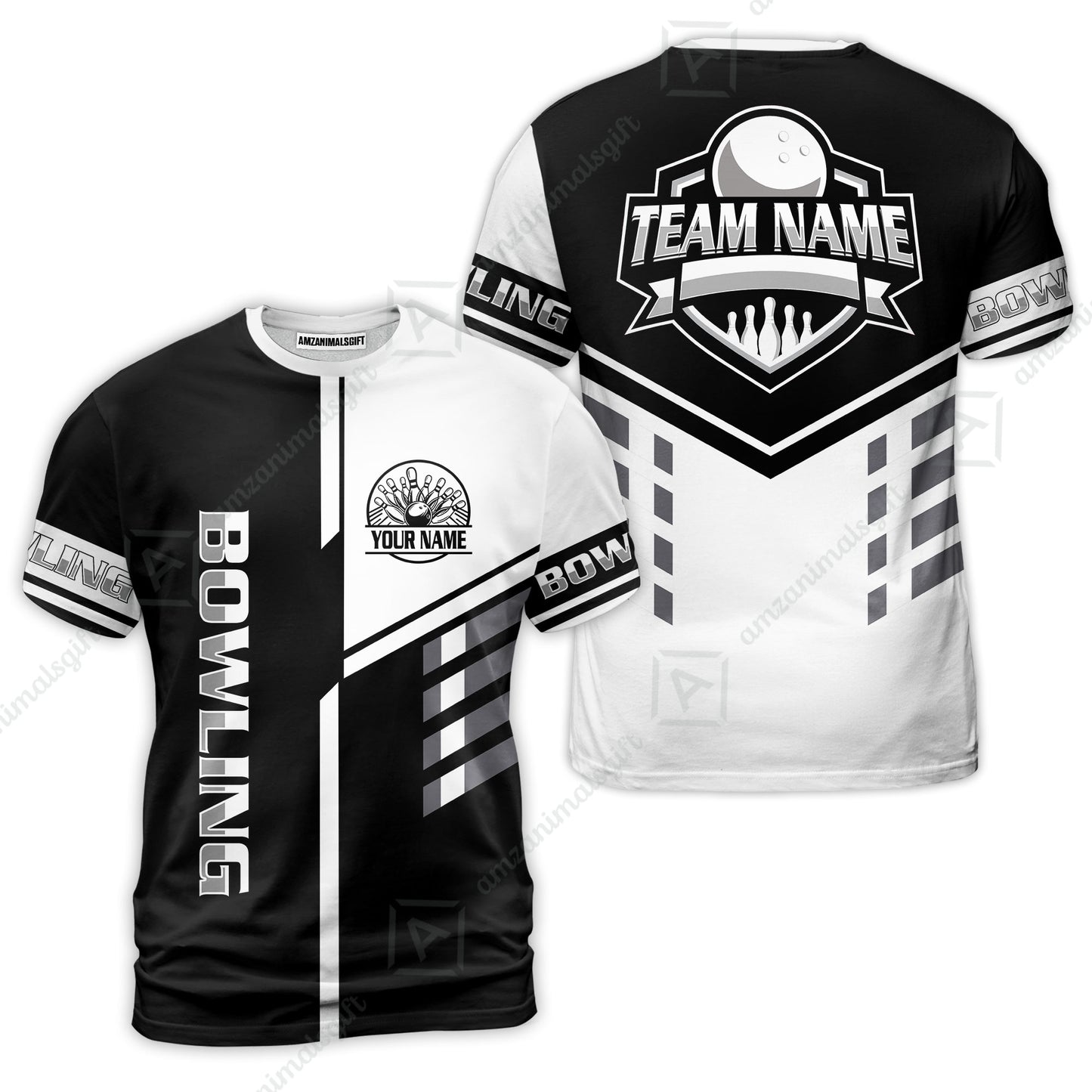 Custom Bowling Team Shirt – Modern Split Design Multicolor Option Personalized Jersey Bowling Uniform For League Players