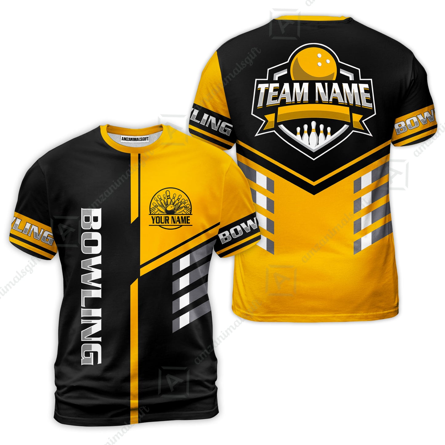 Custom Bowling Team Shirt – Modern Split Design Multicolor Option Personalized Jersey Bowling Uniform For League Players