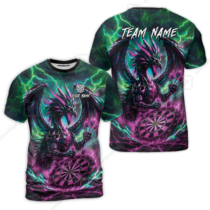 Custom Darts Jersey Polo Shirt, Dragon Fire Darts, Custom Dart Jersey Team Shirt For Players With Name & Team Name