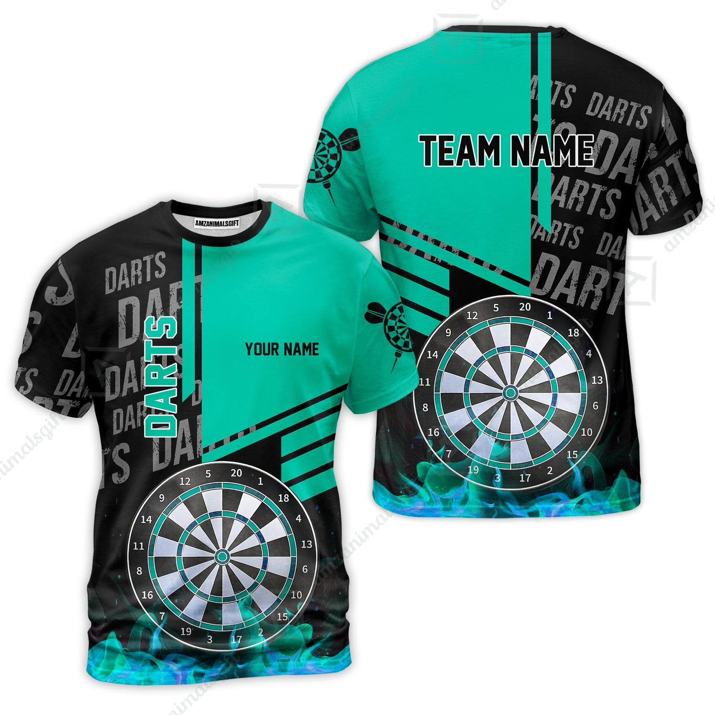 Custom Turquoise Fire Darts Unisex Polo, Custom Darts League Team Jersey Polo , Custom Darts Team Jerseys Uniform