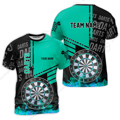 Custom Turquoise Fire Darts Unisex Polo, Custom Darts League Team Jersey Polo , Custom Darts Team Jerseys Uniform