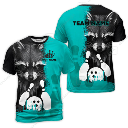 Custom Bowling Jersey Polo Shirt, Raccoon Bowling, Custom Bowling Jersey Team Shirt For Players With Name & Team Name