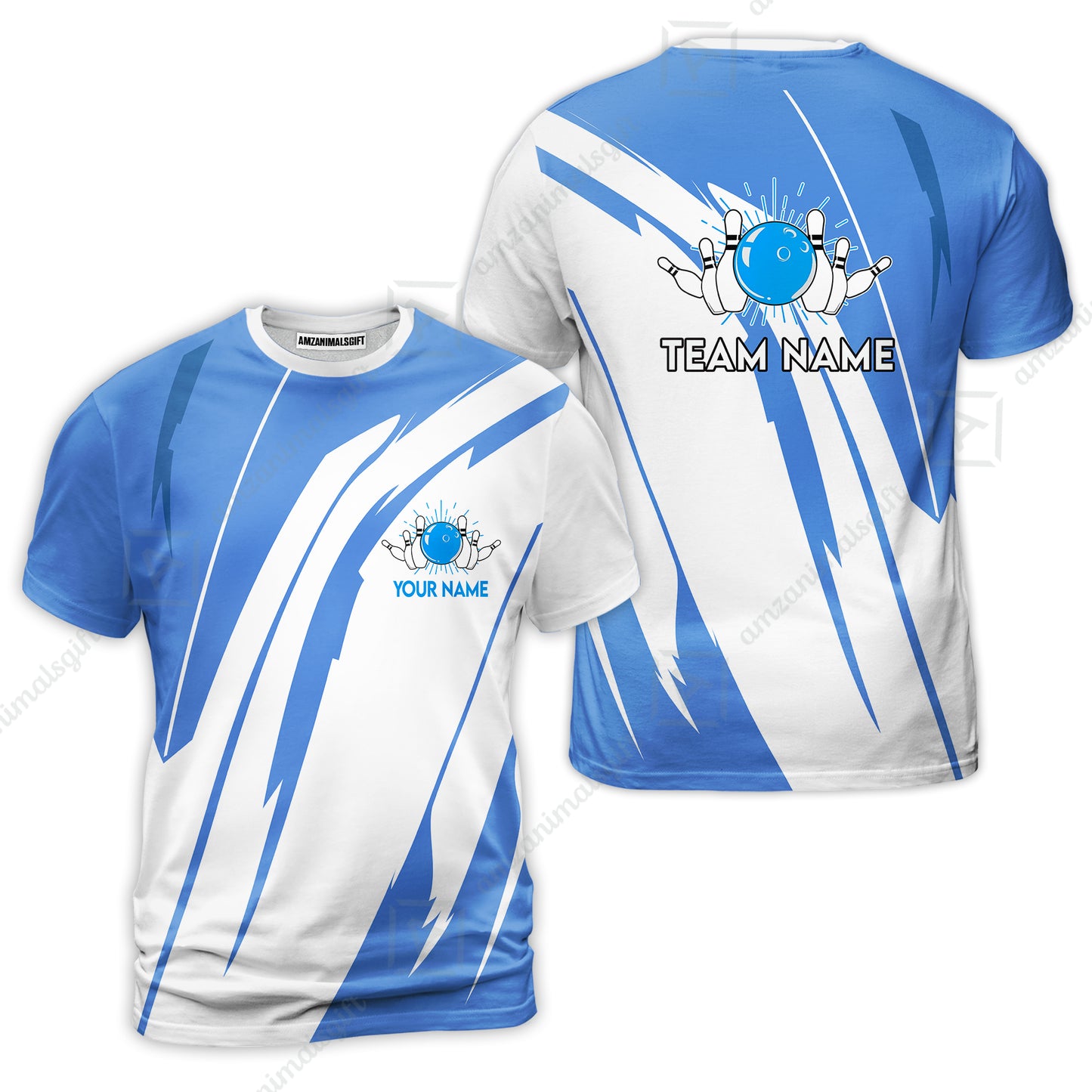 Custom Bowling Team Jerseys Polo Shirts, Ocean Blue Yellow Bowling uniforms, Custom Bowling Shirts With Personalized Name And Team Name