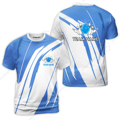 Custom Bowling Team Jerseys Polo Shirts, Ocean Blue Yellow Bowling uniforms, Custom Bowling Shirts With Personalized Name And Team Name