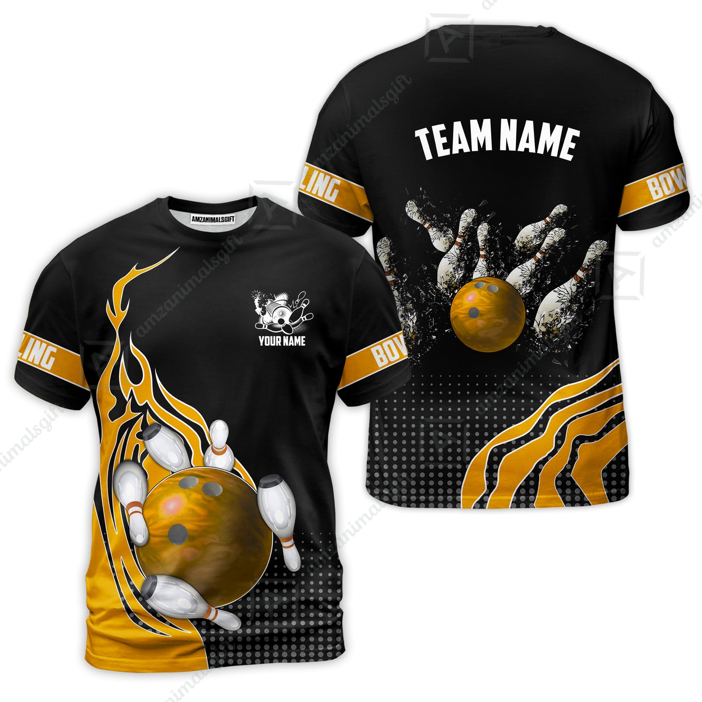 Customized Bowling Unisex Polo Shirt, Bowling And Breaking Pins Multicolor Option Customized Name And Team Name Polo Jerseys Shirts