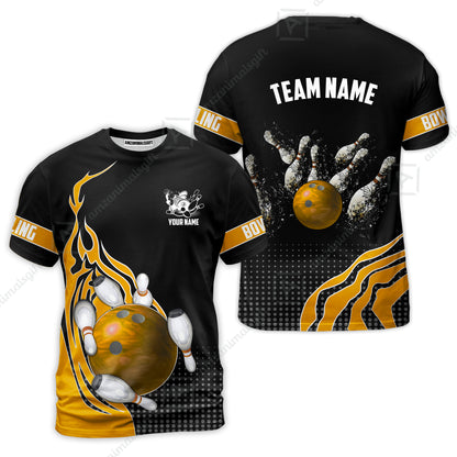 Customized Bowling Unisex Polo Shirt, Bowling And Breaking Pins Multicolor Option Customized Name And Team Name Polo Jerseys Shirts