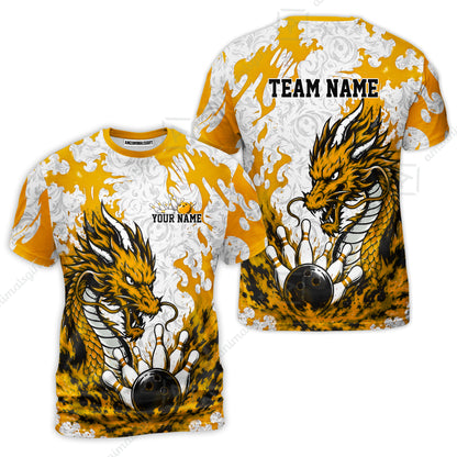 Custom Bowling Jersey Polo Shirt, Fierce Crimson Fire Dragon Strike, Custom Bowling Jersey Team Shirt For Players With Name and Team Name