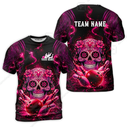 Customized Darts Team Jersey, Sugar Skull Bowler, Personalized Polo Shirt For Players With Name & Team Name
