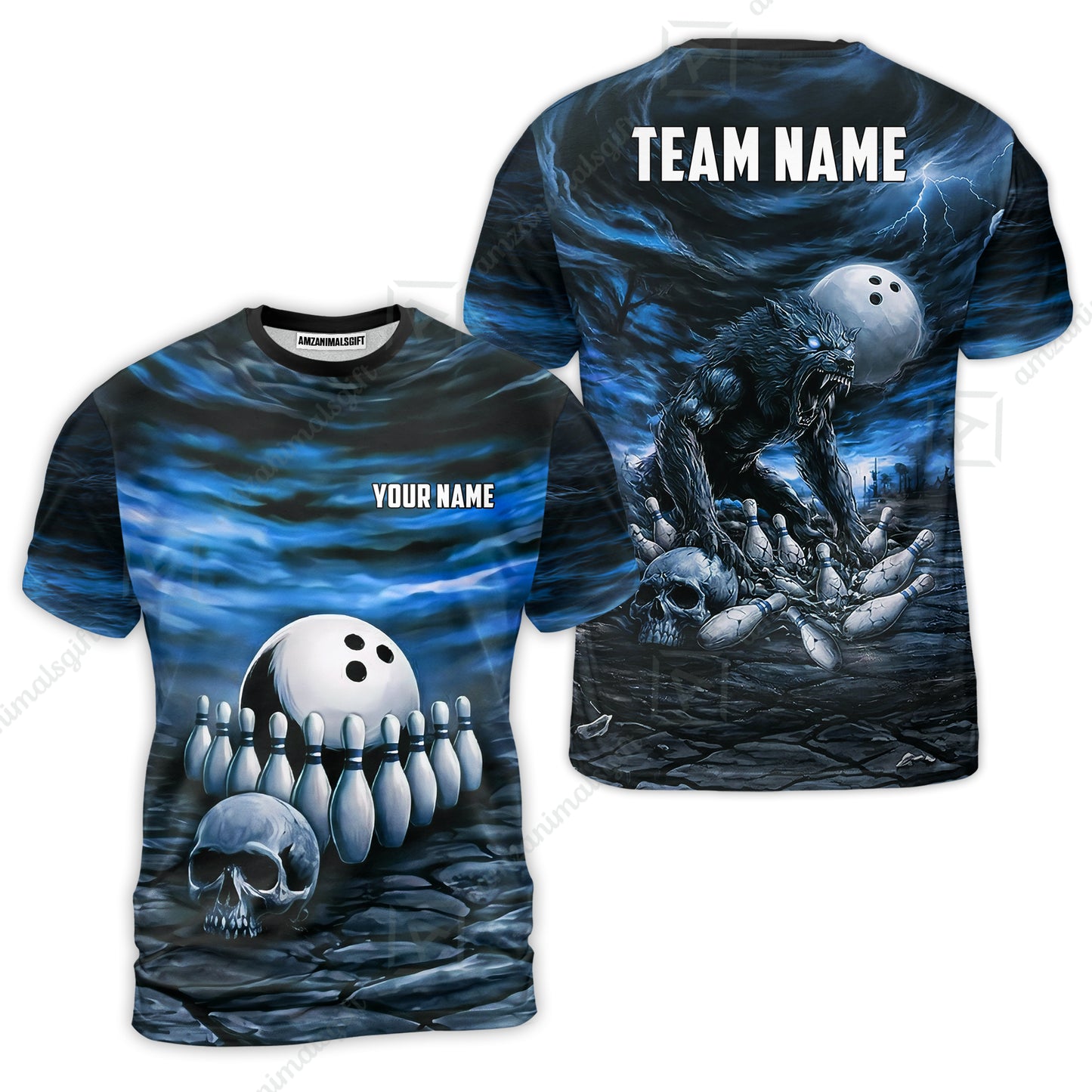 Custom Full Moon Werewolf Bowling Jersey Polo Shirt, Custom Full Moon Werewolf Bowling Jersey Team Shirt For Players With Name & Team Name