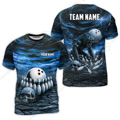 Custom Full Moon Werewolf Bowling Jersey Polo Shirt, Custom Full Moon Werewolf Bowling Jersey Team Shirt For Players With Name & Team Name