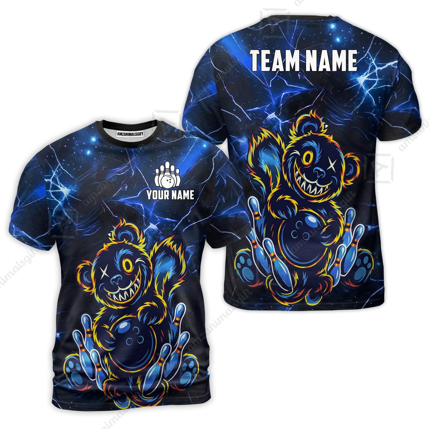 Custom Creepy Teddy Bowling Jersey Polo Shirt, Custom Creepy Teddy Bowling Jersey Team Shirt For Players With Name & Team Name