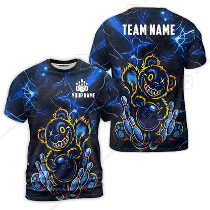 Custom Creepy Teddy Bowling Jersey Polo Shirt, Custom Creepy Teddy Bowling Jersey Team Shirt For Players With Name & Team Name