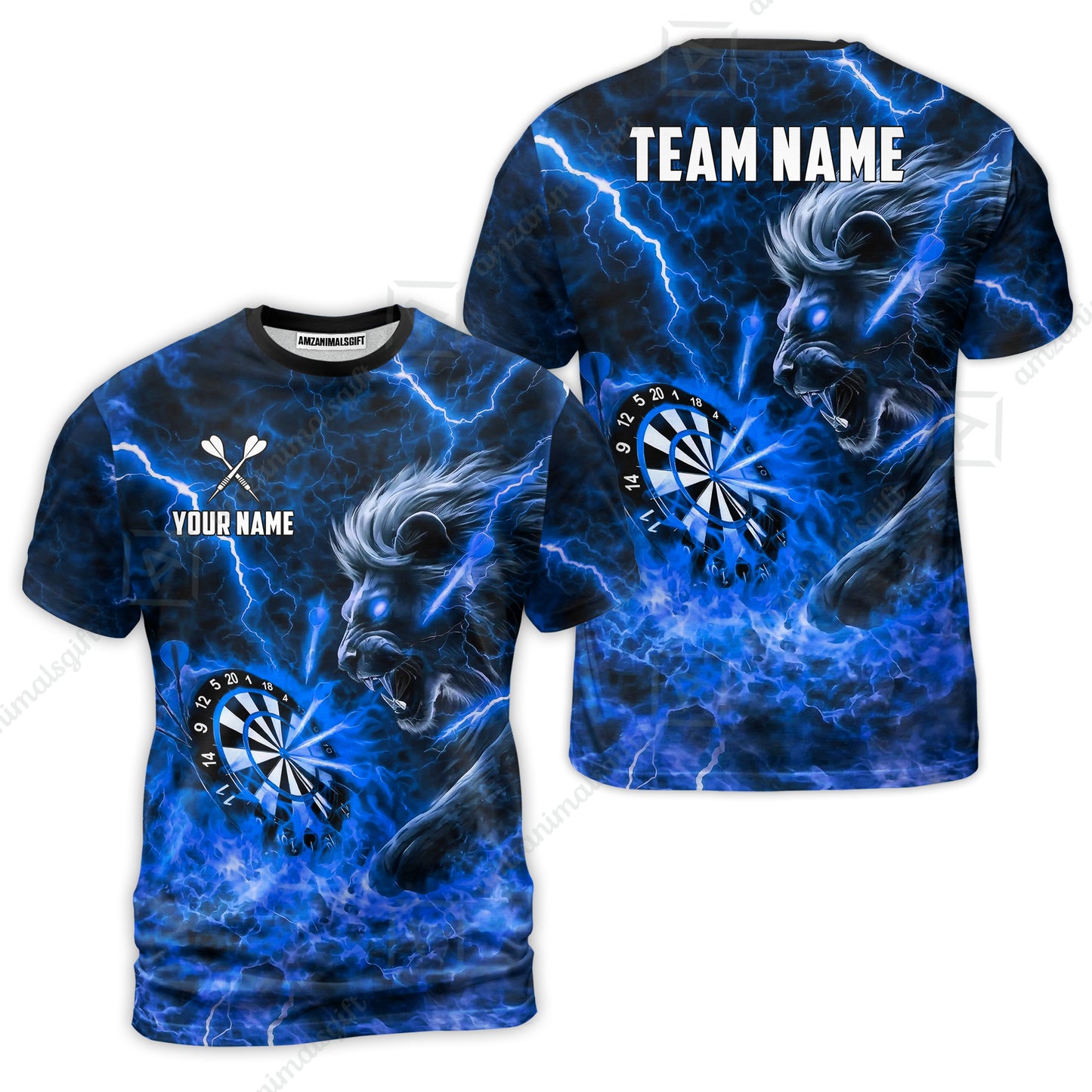 Custom Darts Team Jersey, Personalized Lightning Lion Jersey Shirt For Players With Name & Team Name