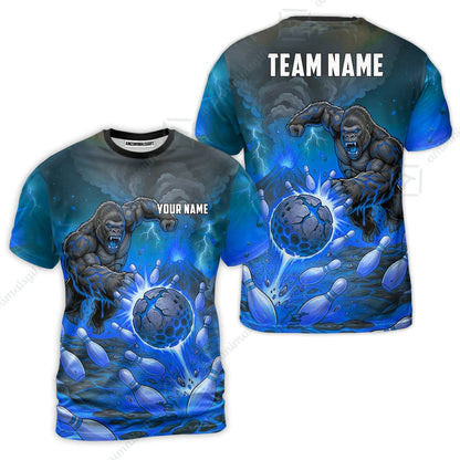 Custom Bowling Jersey Polo Shirt, Fierce Gorilla Strike Bowling, Custom Bowling Jersey Team Shirt For Players With Name & Team Name