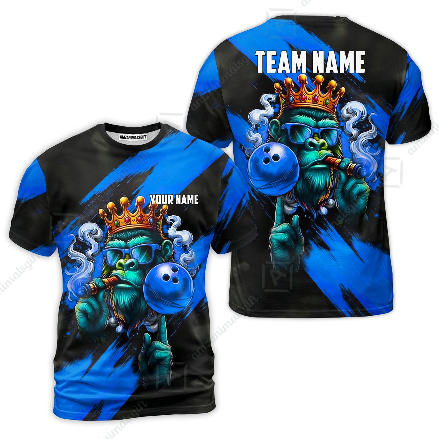 Custom Bowling Jersey Polo Shirt, Gorilla Boss King, Custom Bowling Jersey Team Shirt For Players With Name & Team Name