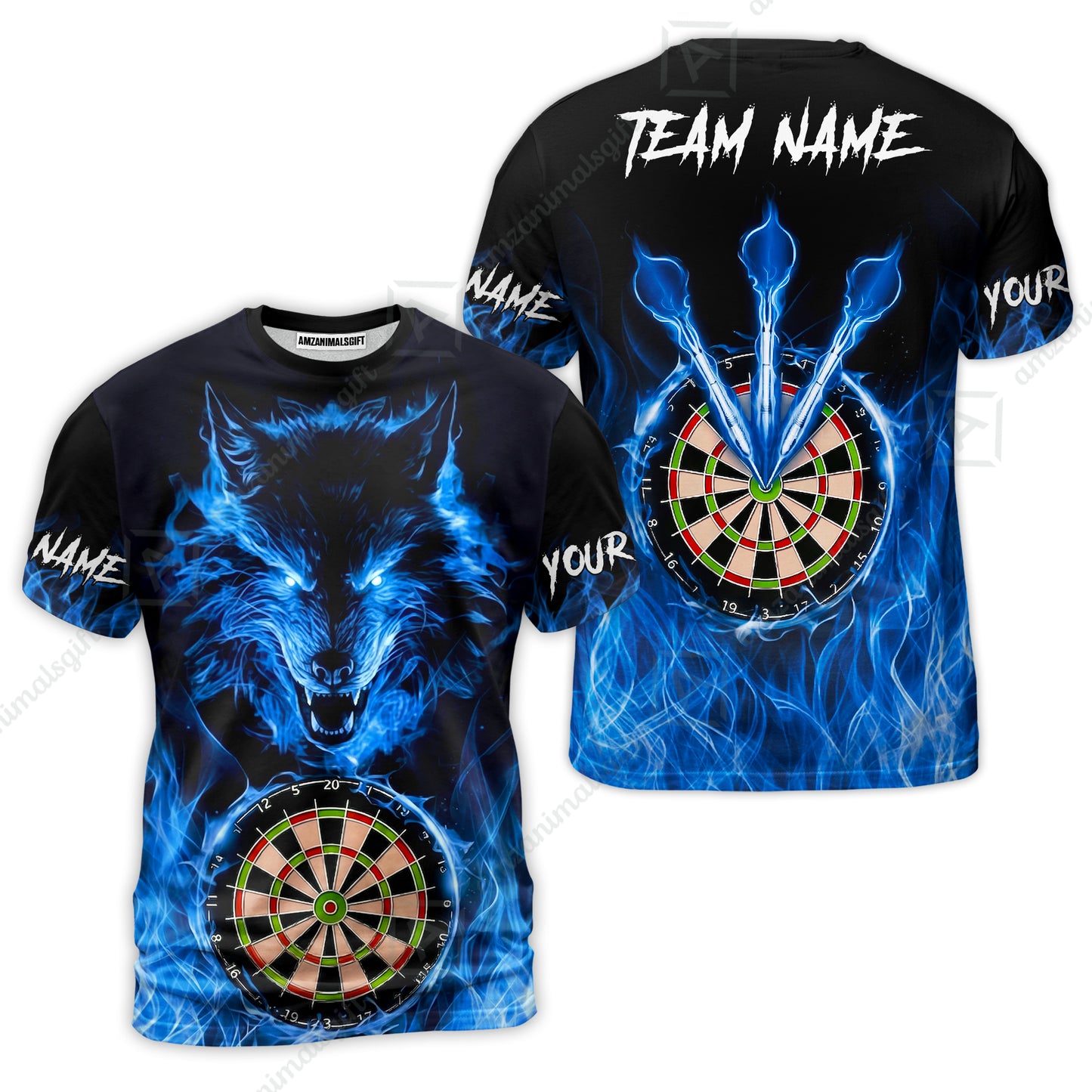 Custom Darts Jersey Polo Shirt, Dartboard Fierce Wolf Design, Uniform Dart - Personalized Name And Team Name