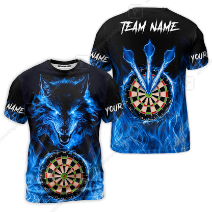 Custom Darts Jersey Polo Shirt, Dartboard Fierce Wolf Design, Uniform Dart - Personalized Name And Team Name