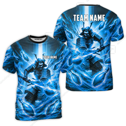 Custom Bowling Jersey Polo Shirt, Japanese Samurai Warrior Bowling, Custom Bowling Jersey Team Shirt For Players With Name & Team Name