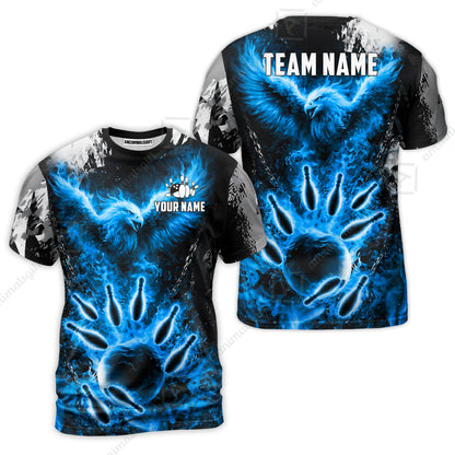 Custom Bowling Jersey Polo Shirt, Flaming Phoenix Bowling, Custom Bowling Jersey Team Shirt For Players With Name & Team Name