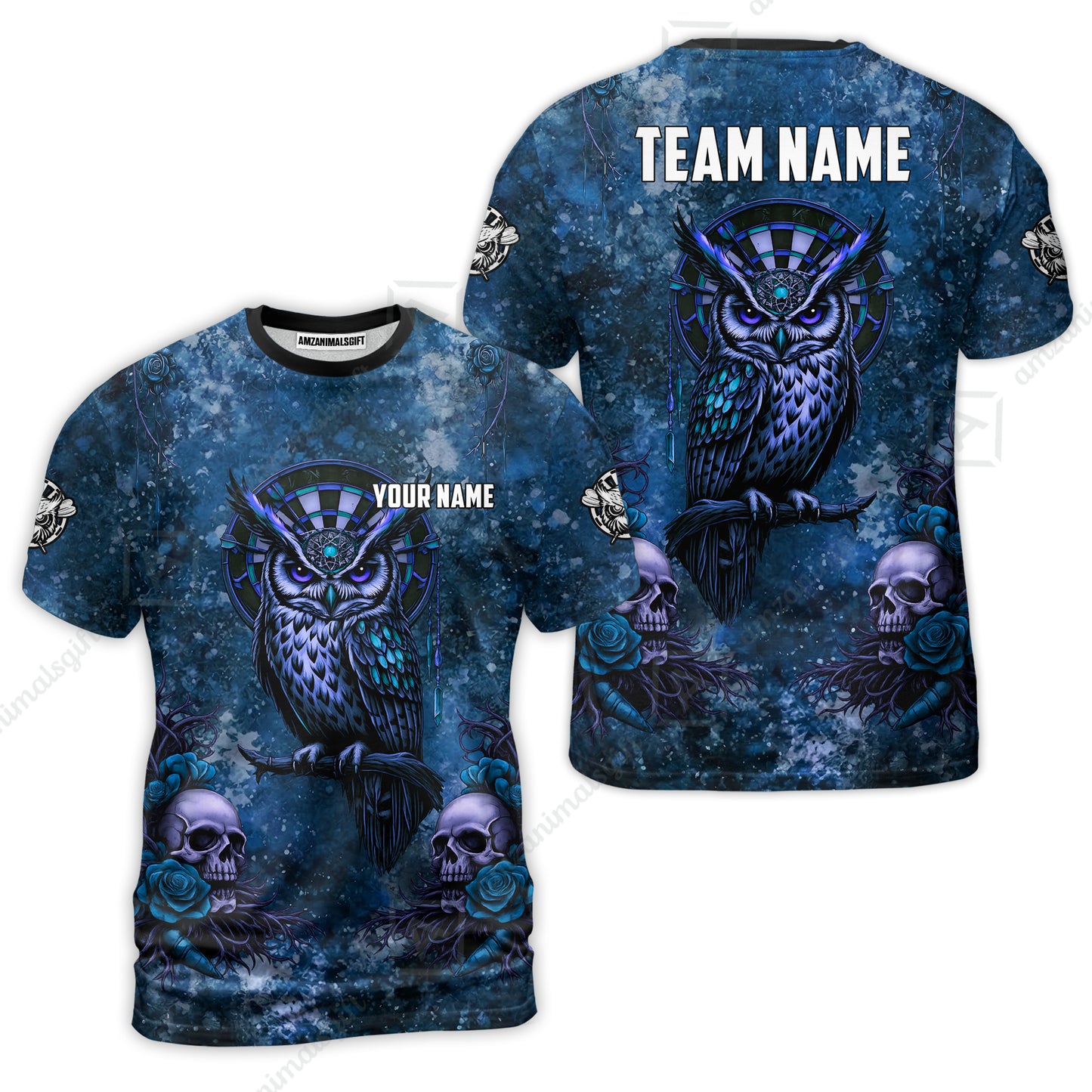 Custom Darts Team Jersey, Personalized Spooky Owl Jersey Shirt For Players With Name & Team Name