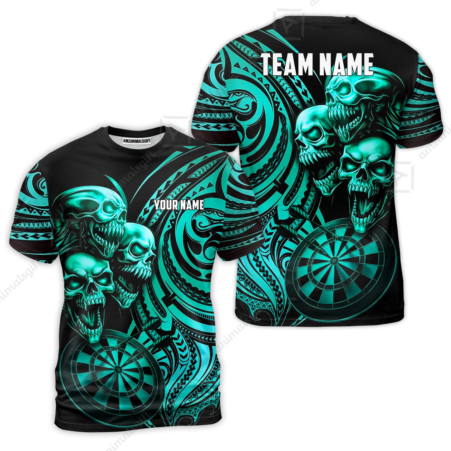 Custom Darts Team Jersey, Personalized Neon Skull Jersey Shirt For Players With Name & Team Name