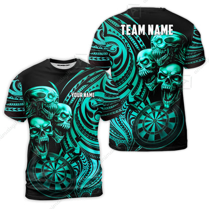 Custom Darts Team Jersey, Personalized Neon Skull Jersey Shirt For Players With Name & Team Name