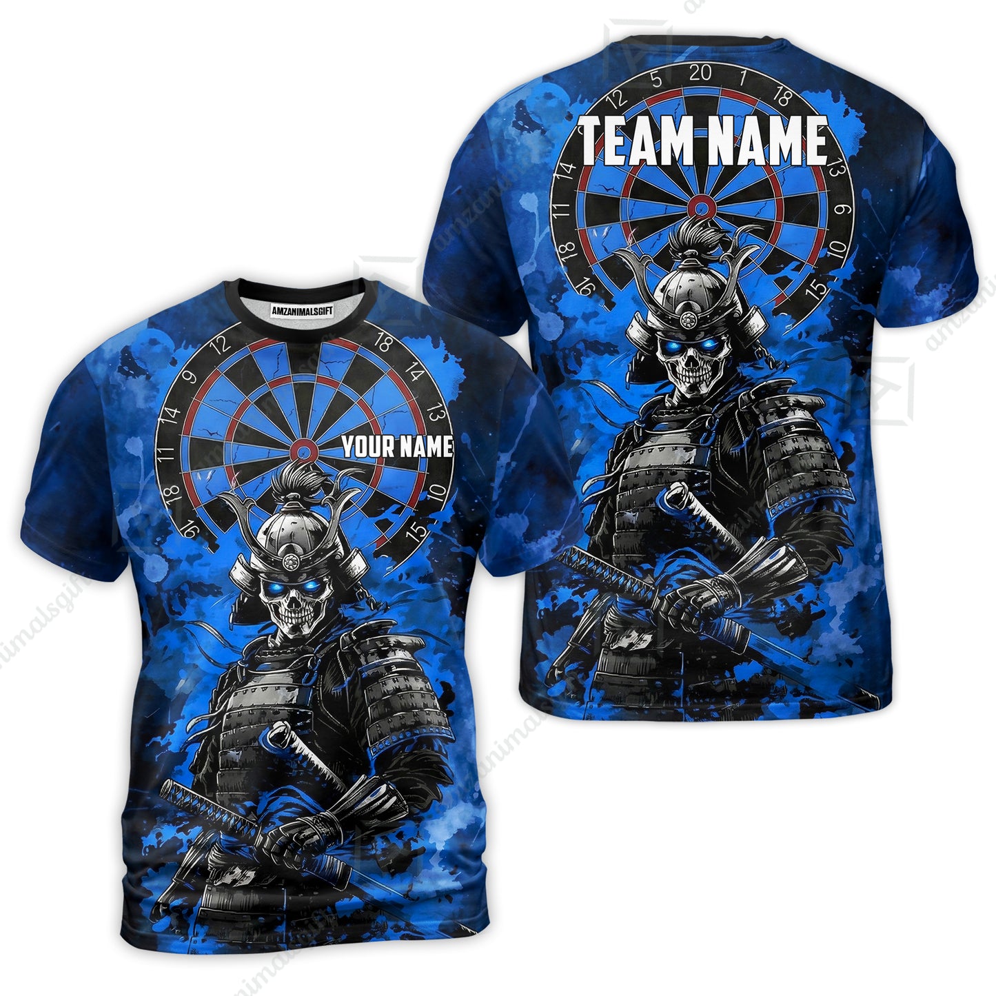 Custom Darts Team Jersey, Personalized Skull Samurai Dartboard Dart Polo Shirt For Players With Name & Team Name