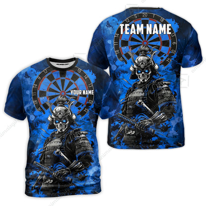 Custom Darts Team Jersey, Personalized Skull Samurai Dartboard Dart Polo Shirt For Players With Name & Team Name