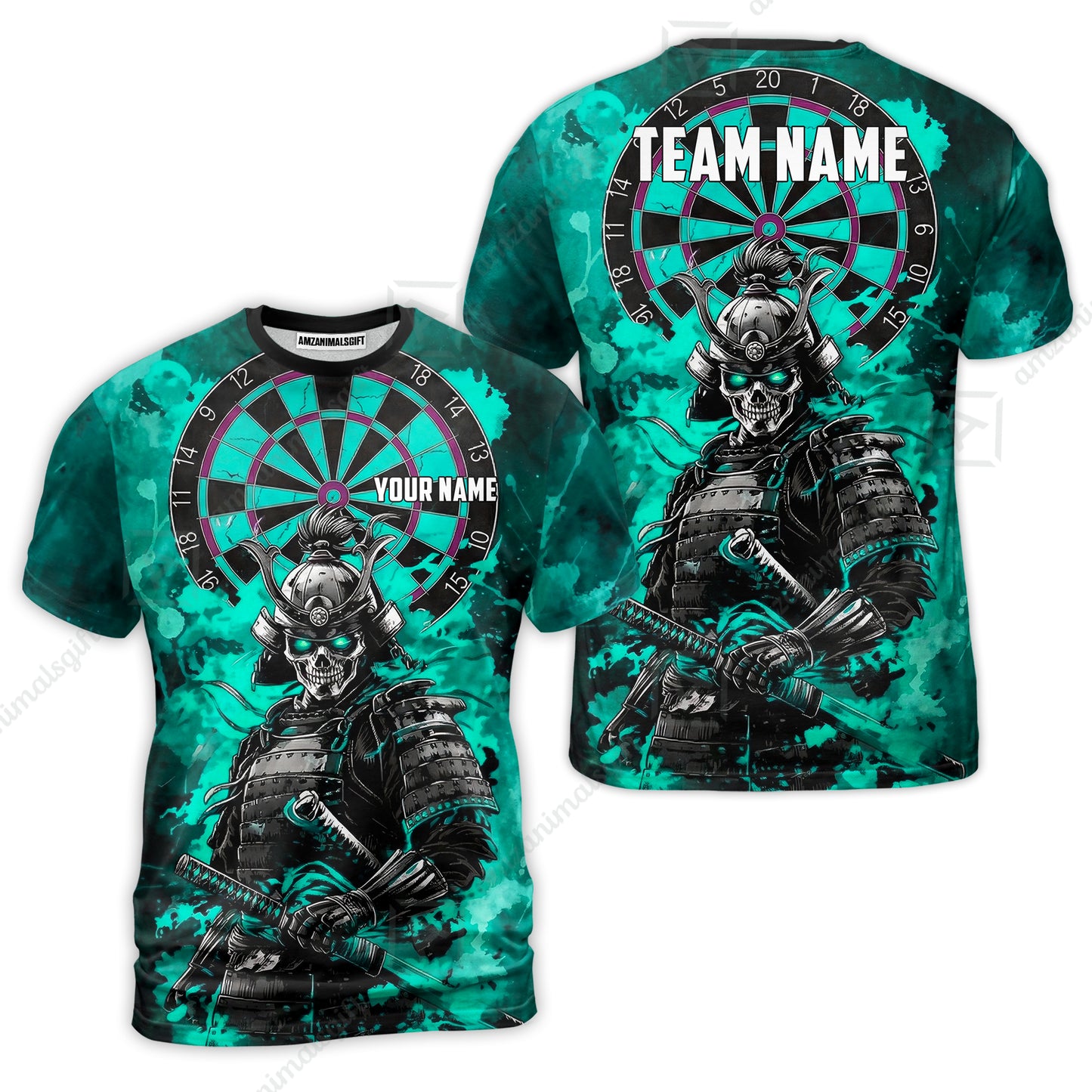Custom Darts Team Jersey, Personalized Skull Samurai Dartboard Dart Polo Shirt For Players With Name & Team Name