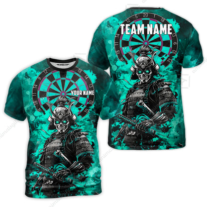Custom Darts Team Jersey, Personalized Skull Samurai Dartboard Dart Polo Shirt For Players With Name & Team Name