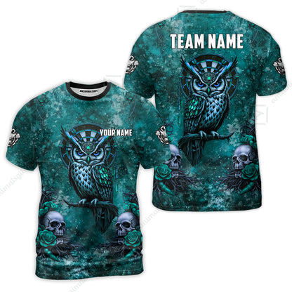 Custom Darts Team Jersey, Personalized Spooky Owl Jersey Shirt For Players With Name & Team Name