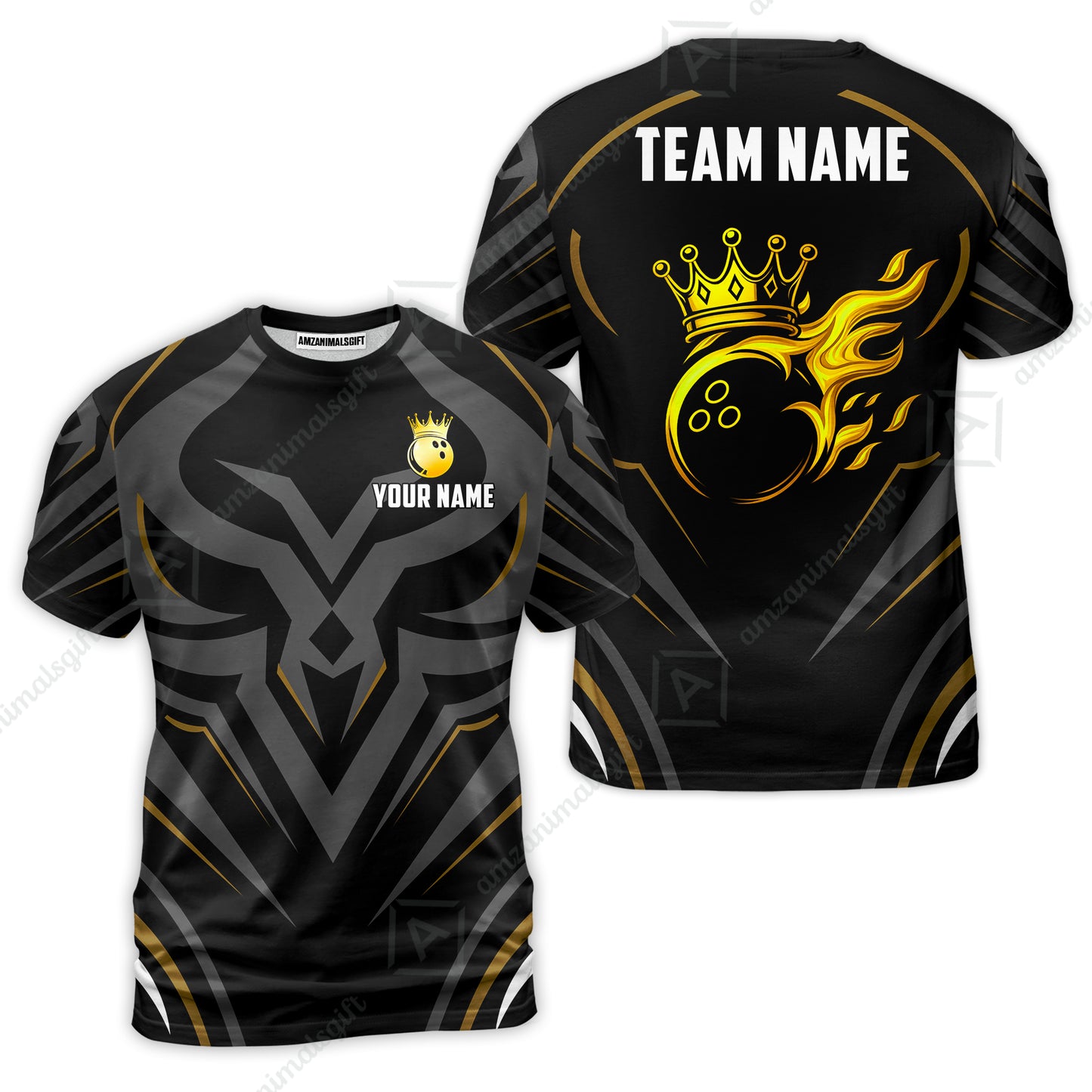 Custom Bowling Jersey Polo Shirt, Crowned Bowling Ball, Custom Bowling Jersey Team Shirt For Players With Name & Team Name