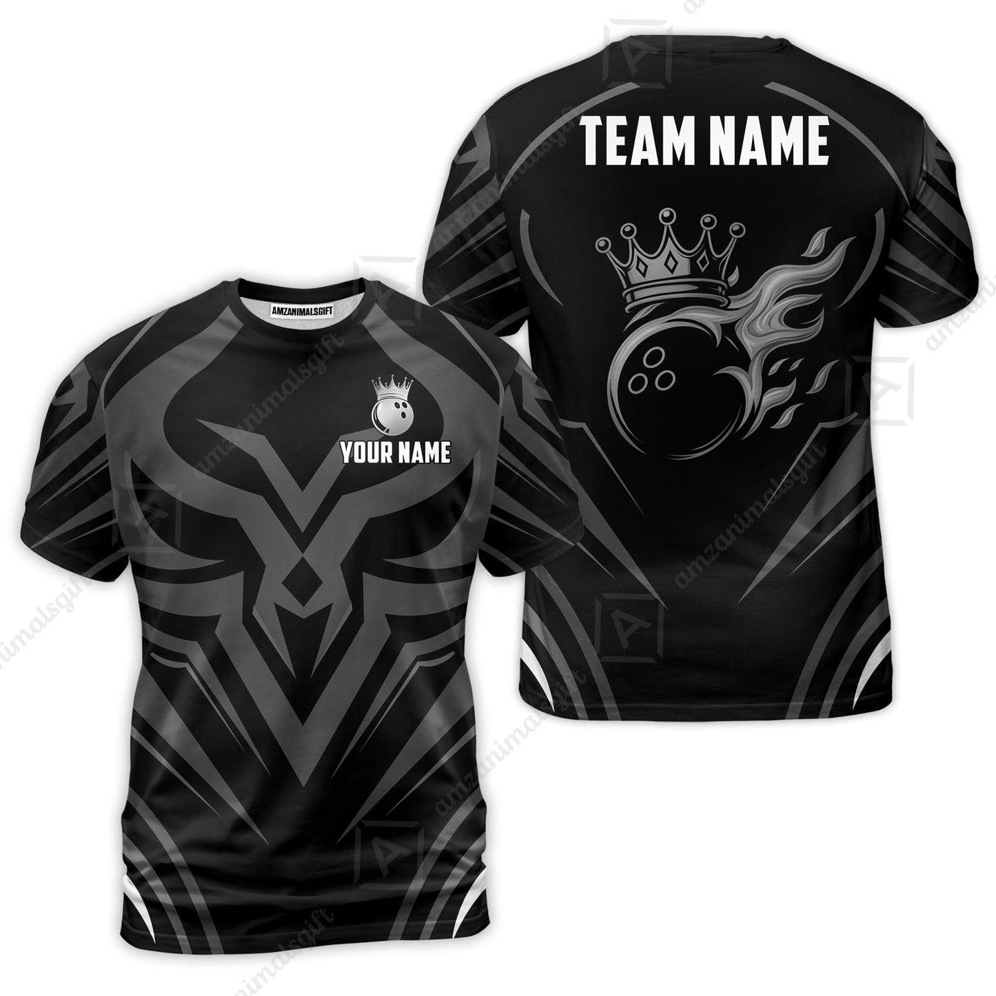 Custom Bowling Jersey Polo Shirt, Crowned Bowling Ball, Custom Bowling Jersey Team Shirt For Players With Name & Team Name