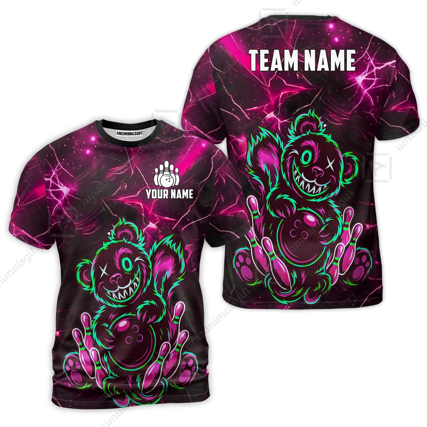 Custom Creepy Teddy Bowling Jersey Polo Shirt, Custom Creepy Teddy Bowling Jersey Team Shirt For Players With Name & Team Name