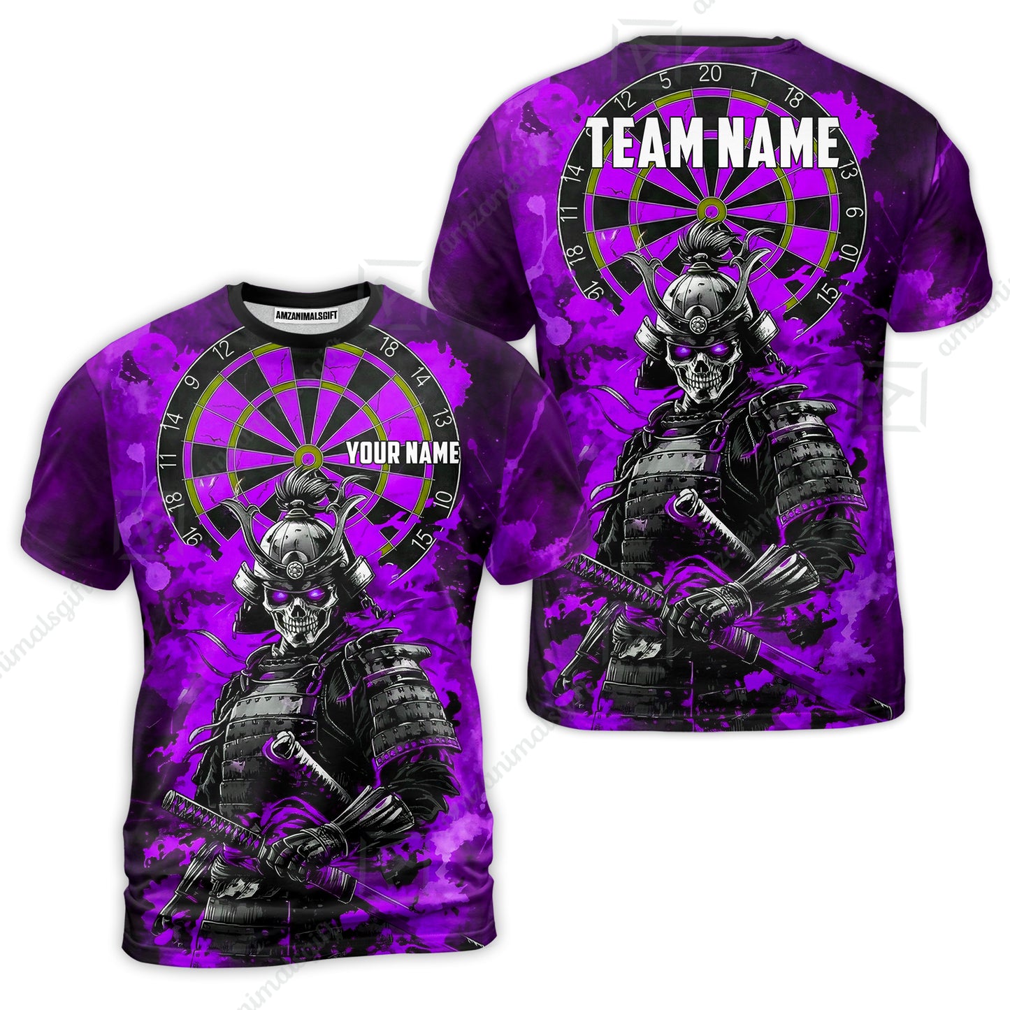 Custom Darts Team Jersey, Personalized Skull Samurai Dartboard Dart Polo Shirt For Players With Name & Team Name