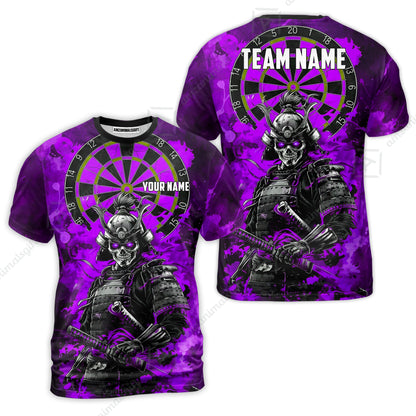 Custom Darts Team Jersey, Personalized Skull Samurai Dartboard Dart Polo Shirt For Players With Name & Team Name