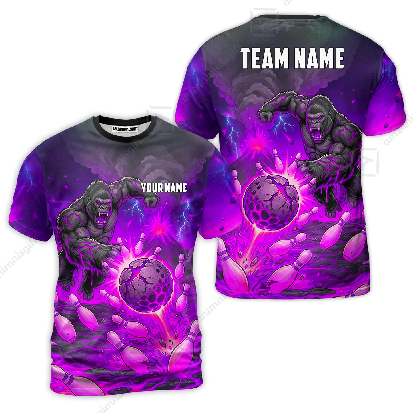 Custom Bowling Jersey Polo Shirt, Fierce Gorilla Strike Bowling, Custom Bowling Jersey Team Shirt For Players With Name & Team Name