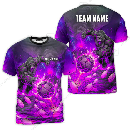 Custom Bowling Jersey Polo Shirt, Fierce Gorilla Strike Bowling, Custom Bowling Jersey Team Shirt For Players With Name & Team Name