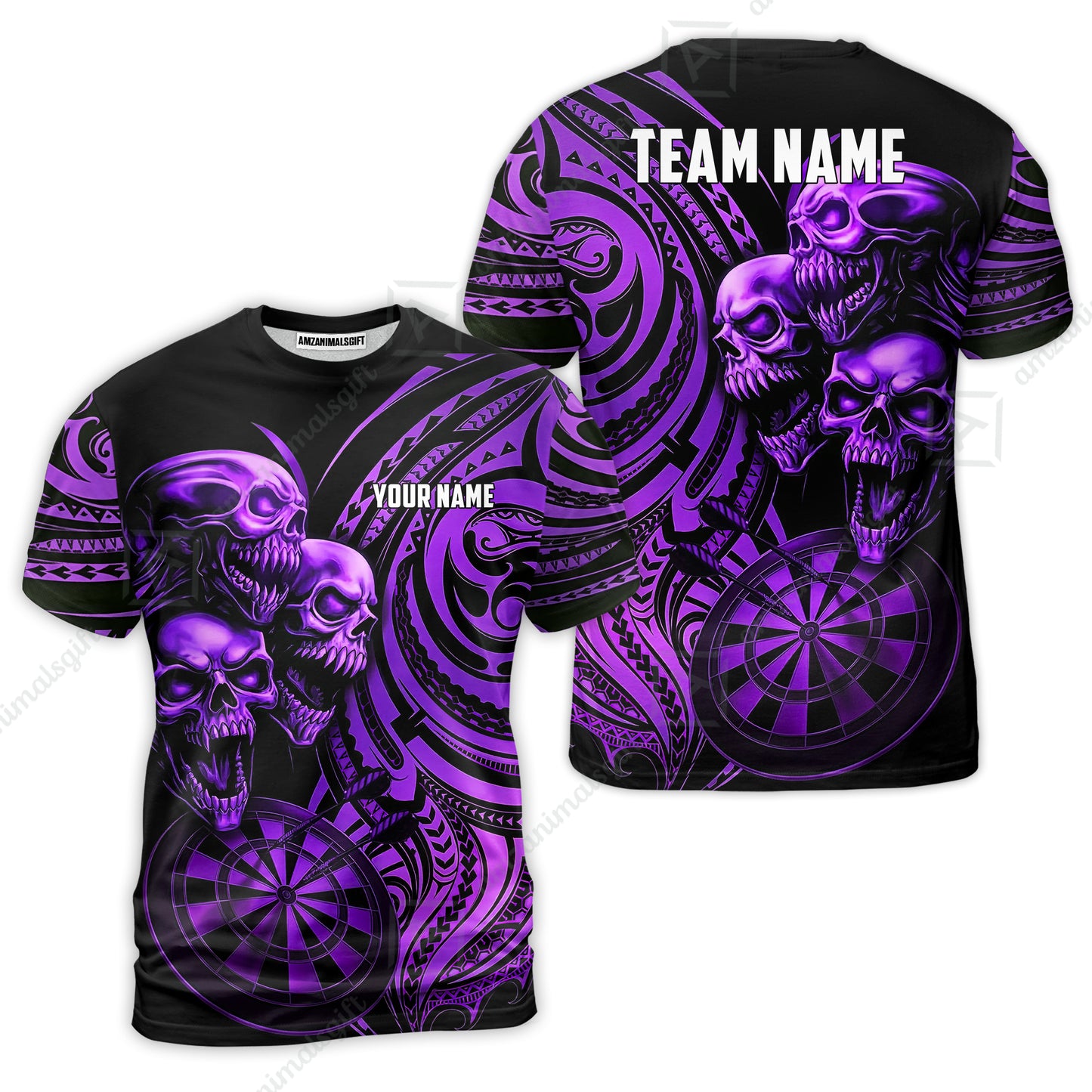 Custom Darts Team Jersey, Personalized Neon Skull Jersey Shirt For Players With Name & Team Name